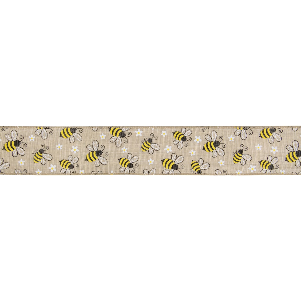 2.5" x 10yd. Burlap Bumblebee Design Wired Spring Craft Ribbon